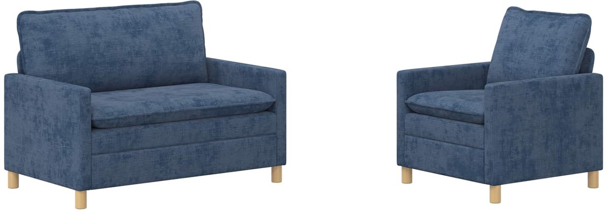 vidaXL - Bankstel - 2 - st - Blauw - Polyester
