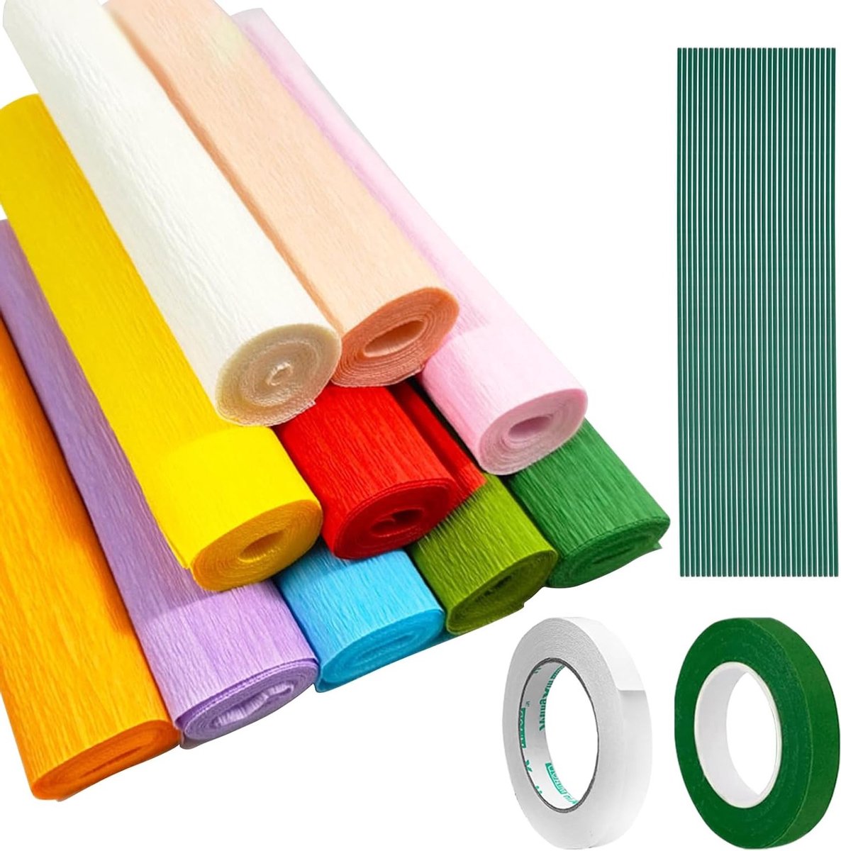Kleurrijk Crepe Papier in 10 Kleuren, 25 x 250 cm voor DIY Bloemstukken en Valentijnsdag Decoraties