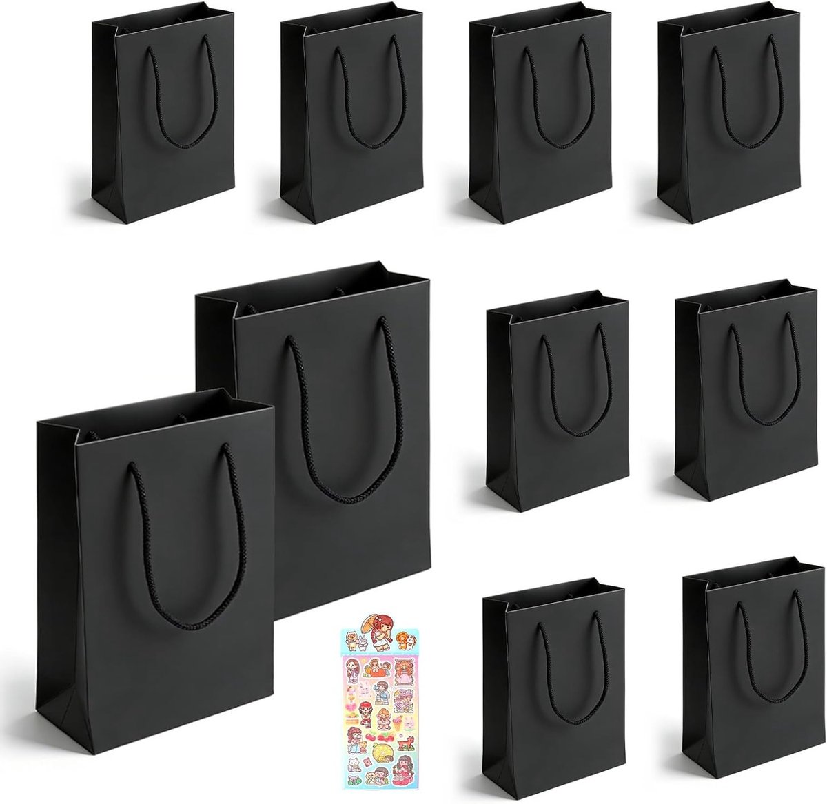 Kleine Zwarte Papieren Tassen, Herbruikbare Cadeautassen met Handvat, Ideaal voor Verjaardagen, Bruiloften en Feestjes - 10 Stuks van 15x6 cm
