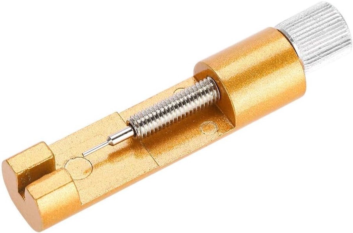 Metaal Horloge Band Link Pin Verwijderaar Gereedschap Draagbare Horlogeband Reparatie Links Instelapparaat met 3 extra pinnen (goud) - Horlogemakers - Compatibel voor Merk - Goudkleurig - Pin Verwijderaar - Horloge Reparatie.