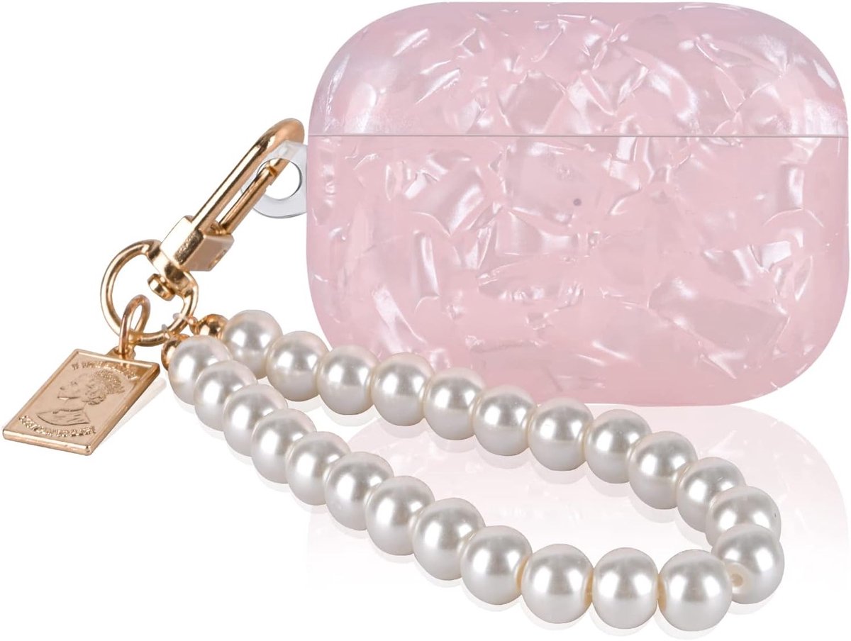 Beschermende Soft TPU Hoes voor AirPods Pro met Parelsleutelhanger, Schattige Roze Case voor Vrouwen en Meisjes, Ideaal voor Dagelijks Gebruik en Stijlvolle Bescherming