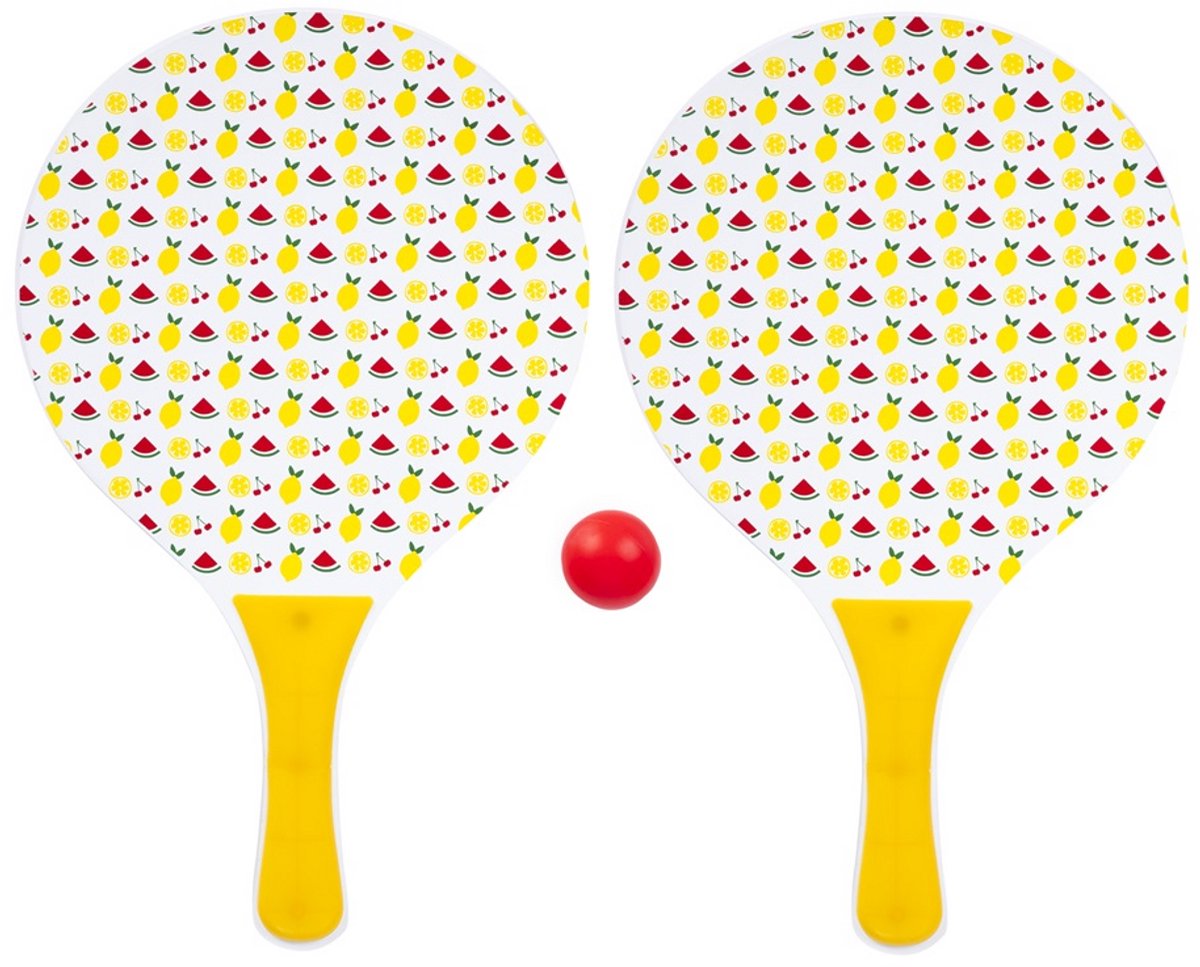 Beachball Set Zomerprint – Houten Bats met Bal in Net – Strandspel, Buitenspel & Recreatief Spel – Engelhart — afbeelding 8