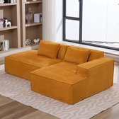 REDOM 3-Zits Bank + Sofa - Compact ontwerp met pocketvering - Moderne bank voor woonkamer of kantoor - Slijtvaste polyester bekleding - Mosterdgeel - 235 x 129 x 70 cm