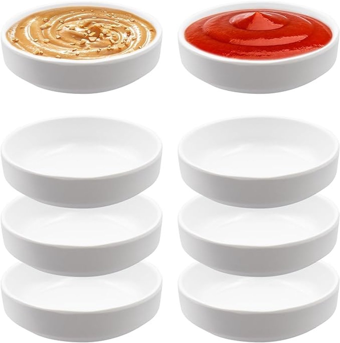 8 Dipschaaltjes Melamine - Stapelbaar - Wit - 8,7 cm