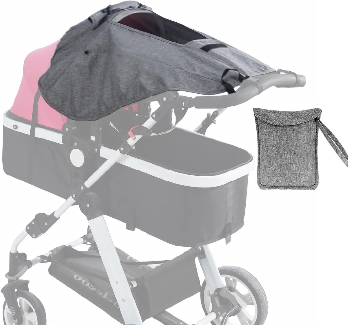 Universele Zonnekap voor Kinderwagens, UV-bescherming, Bescherming tegen Zonlicht, Ventilatie voor Comfort