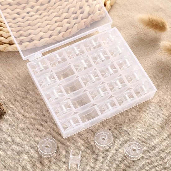 50 Stuks Lege Spoelen voor Naaimachines met Plastic Opbergdoos - Geschikt voor Singer, Janome en Brother — afbeelding 3