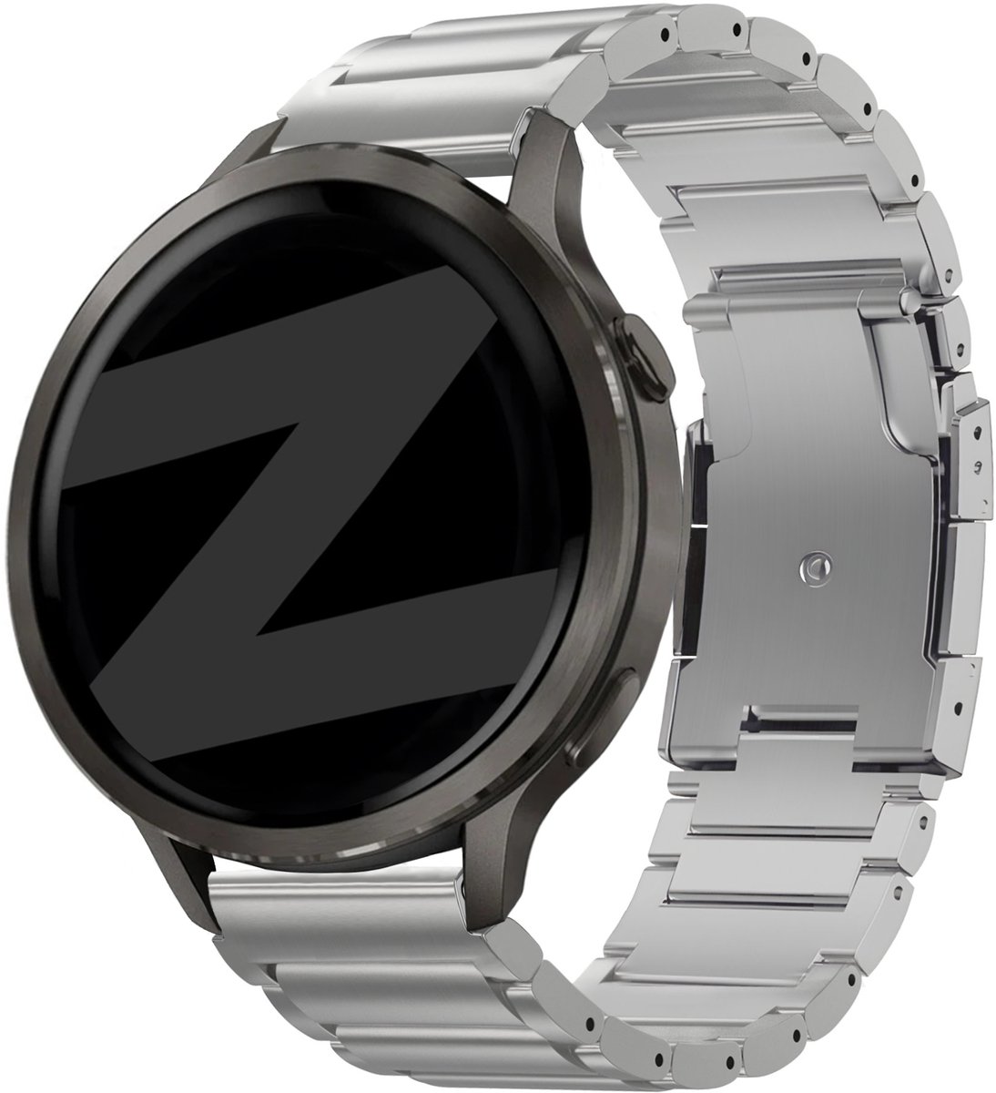 Bandz Titanium 'Link' band geschikt voor Garmin Vivoactive 4S / Garmin Vivomove 3S / Garmin Venu 4 (41mm) / Garmin Venu 3S / Garmin Venu 2S / Garmin Forerunner 265S / Garmin Forerunner 255S - Zilver
