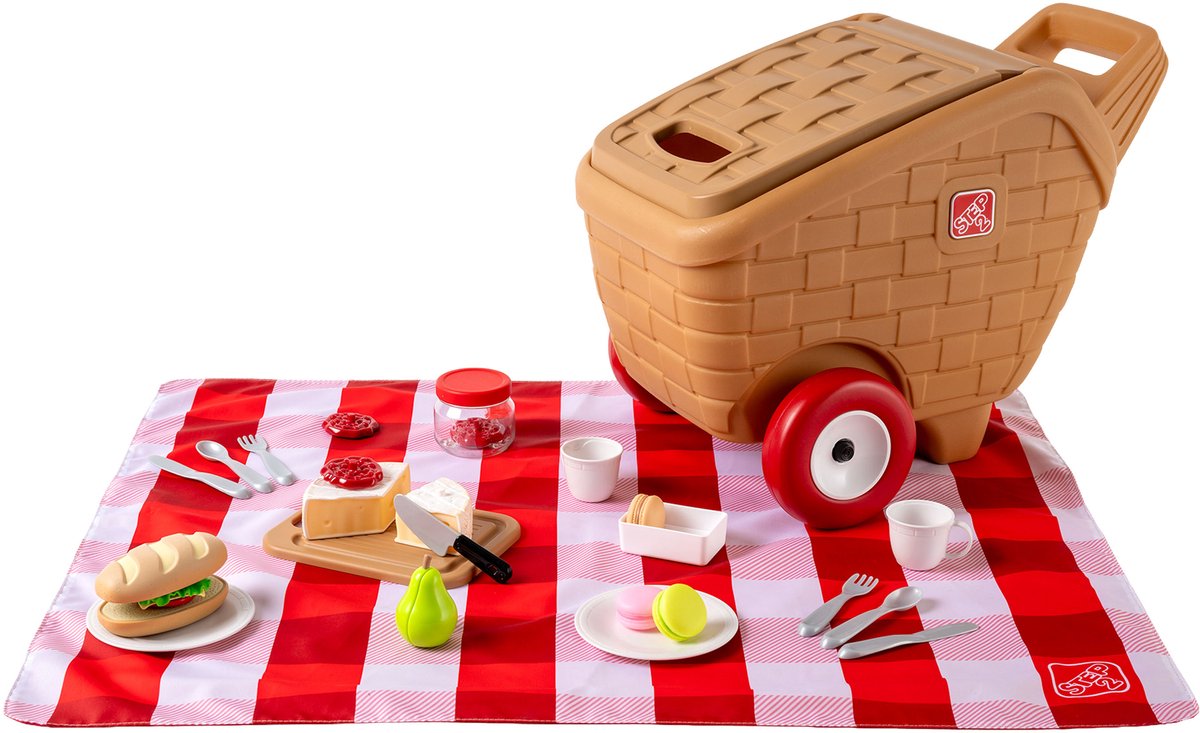 Step2 My First Picnic Basket Speelgoed – 30-delige Speelset – Met Picknickkleed en Wielen – Speelgoed van Plastic/Kunststof voor Kinderen – Voor Kinderen vanaf 1,5 jaar
