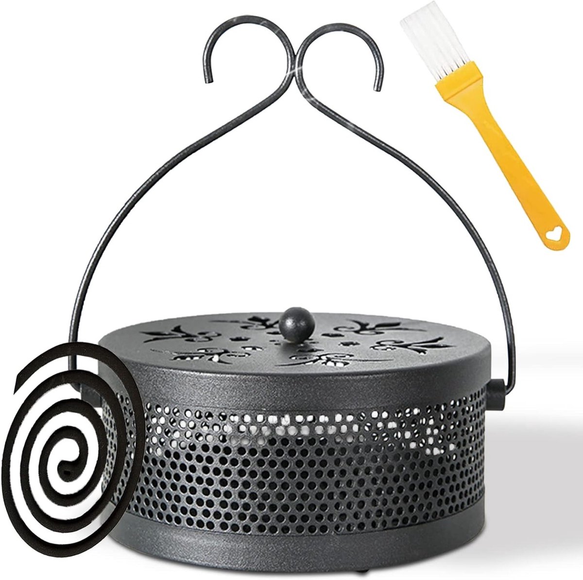 Houder voor Muggenspiralen en Wierookstokjes, Retro Ronde Metalen Houder voor Binnen en Buiten, Draagbare Muggenspray Accessoires