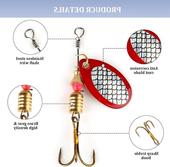Complete Set van 12 Blinkers en Spinner Loodjes voor Vissen, Geschikt voor Forel, Snoek en Baars met Opbergdoos van Merkloos — afbeelding 4