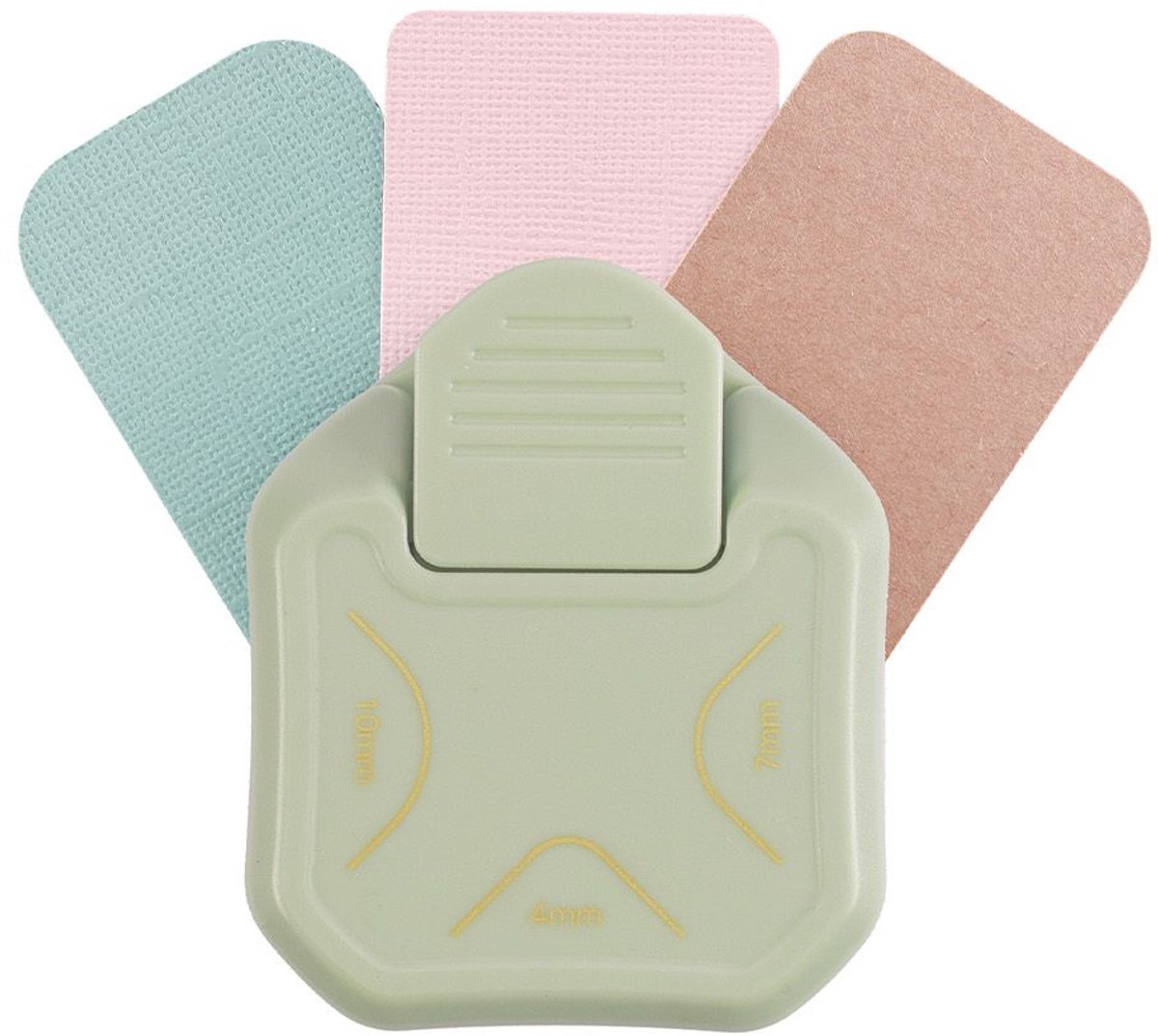 Vaessen Creative Pons - Hoekpons - 3 in 1 Label Pons - 4, 7, en 10 mm - Mint