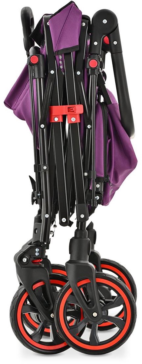 FUXLIFE by FUXTEC CT850 Bolderkar Kinderwagen - Opvouwbaar - Paars - Comfortabel & Veilig - Met Zonnedak & Handkar - Max. 75kg — afbeelding 5