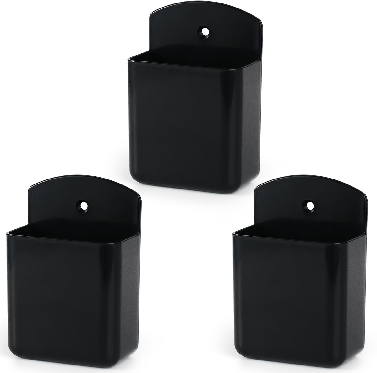carmdering - Afstandsbedieninghouder - Wandhouder - Opberghouder - Set van 3, ABS, zwart, 6,6×3,6×9,9 cm - Zelfklevend, eenvoudige installatie - Ook voor pennen, scharen en tandenborstels - Perfect voor thuis en kantoor