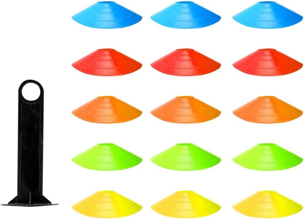 Voetbal Training Kegels - Sport Marker - Sport Training - Duurzaam PE Materiaal - 15 Stuks Set - Kleurrijk