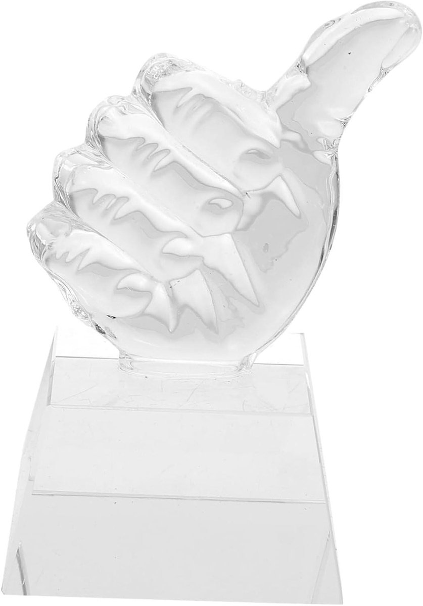 Kristallen Trofee Beker - Prijsbeker Kampioen - Competitie Prijzen - Duimvorm Ontwerp - 6.5 cm Hoogte - Transparant