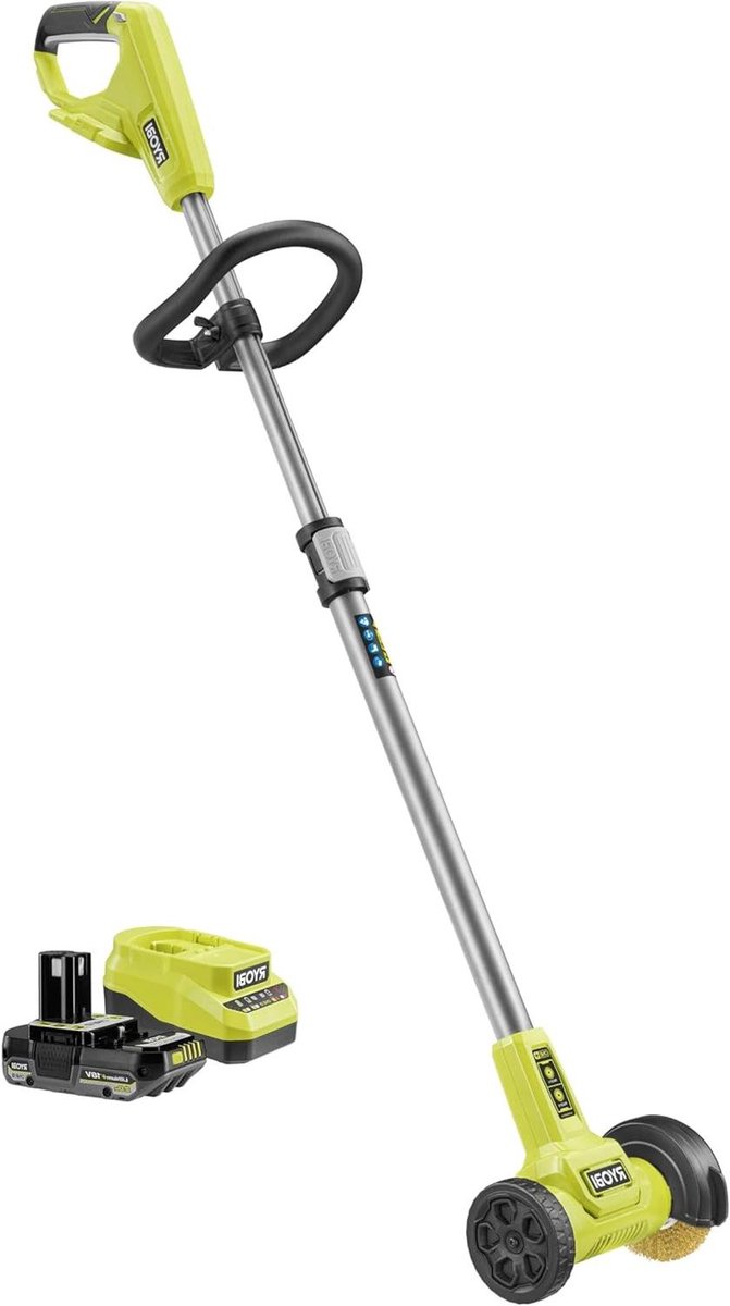 Voegenreiniger - Onkruidverwijderaar - Terras Onderhoud - Draadloos Werken - 115 cm Borstel - Groen