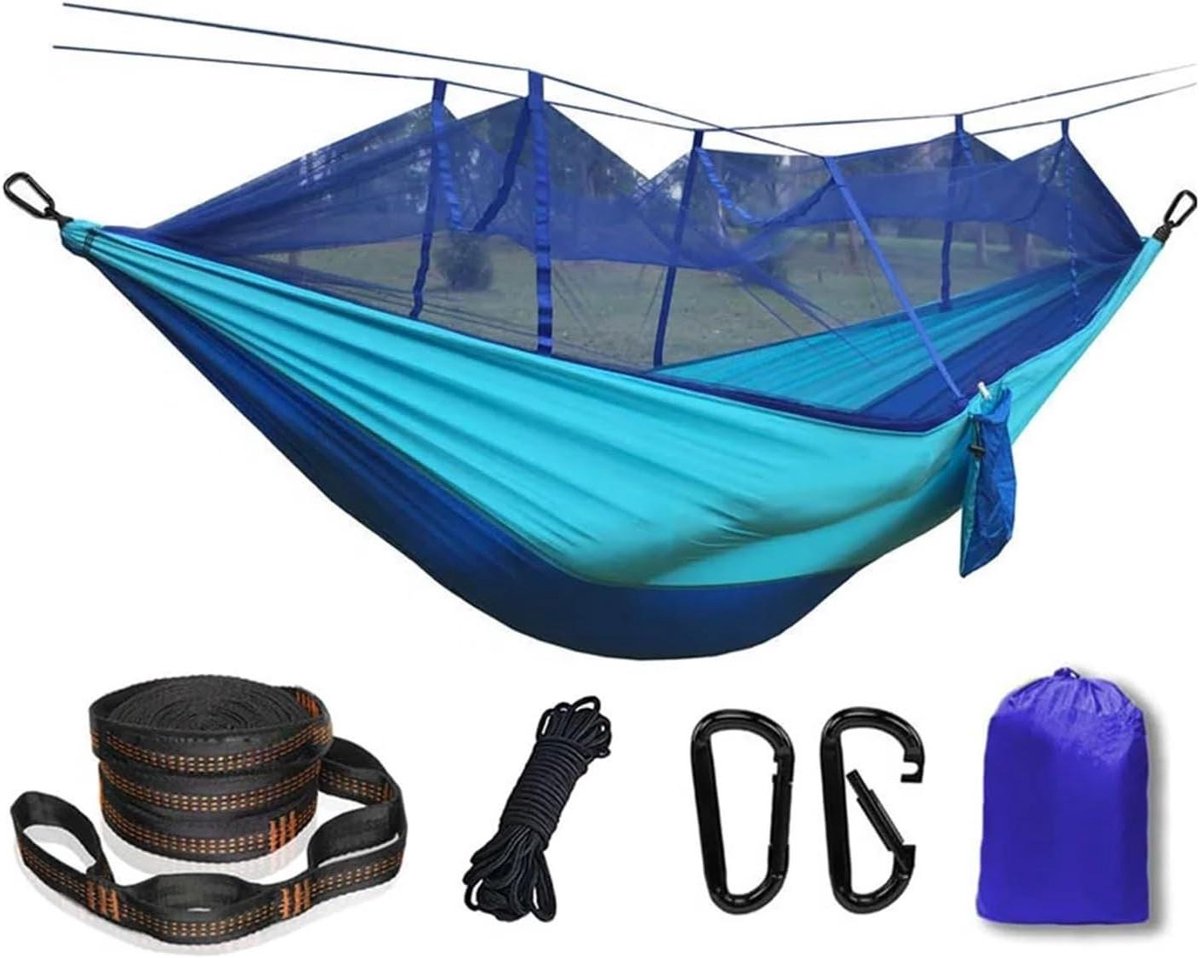 Camping Hangmat - Nylon Hangmat - Outdoor Ontspanning - Met Klamboe - 210T Materiaal - Donkergroen