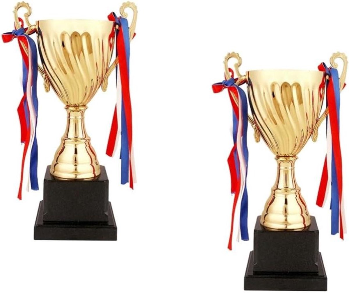 Trofee Beker Kinderen - Gouden Bekers - Sportwedstrijden Winnen - Metalen Kunststof - 2 Stuks - Goud