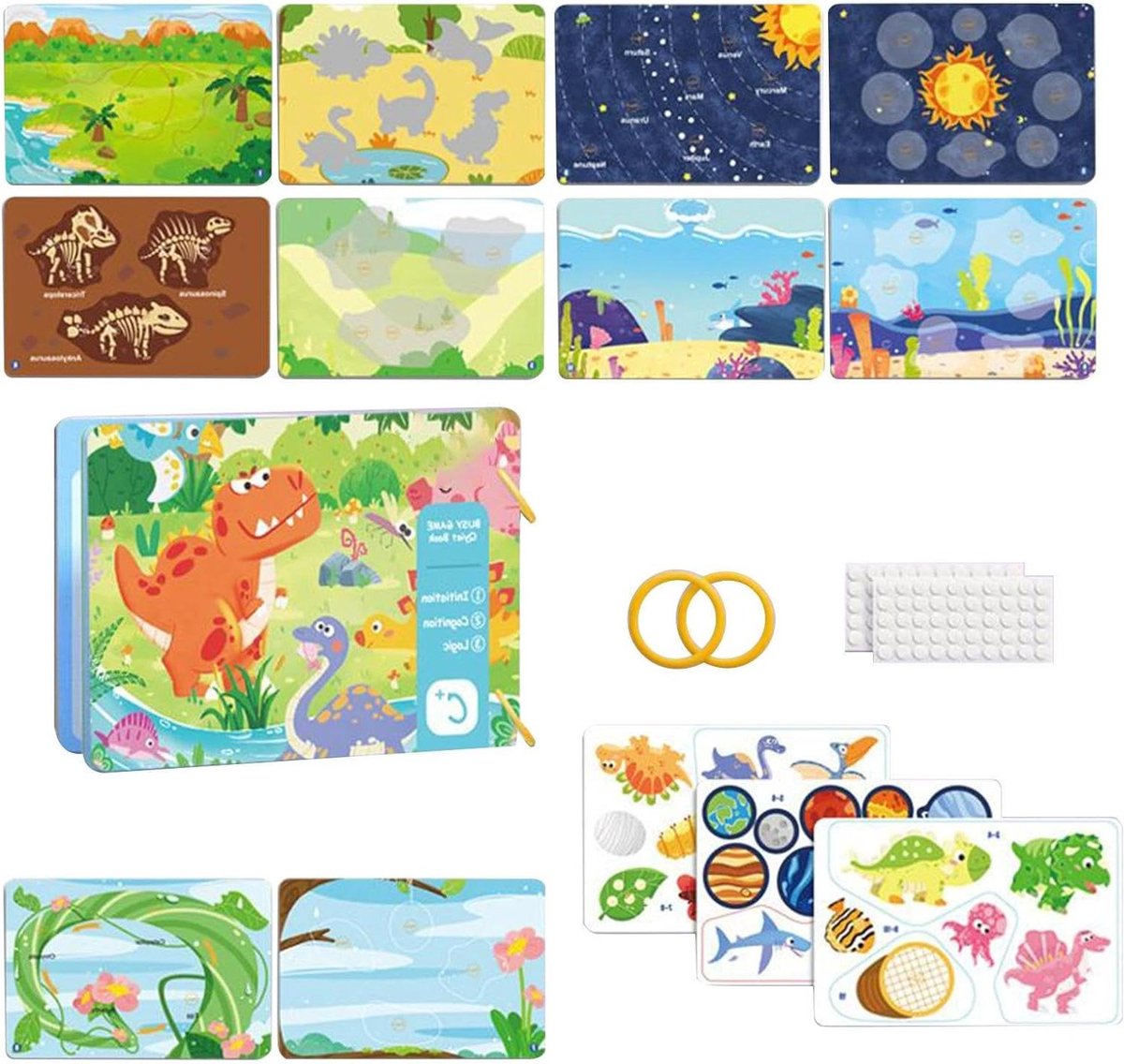 Kinderactiviteitenboek - Cognitief Leren - Reis Vermaak - Veilig Klittenband Systeem - 21 x 14 cm - Multi