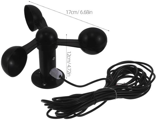Windsnelheidsmeter - Windmeter - Meteorologische meting - 360 graden meting - 10 meter kabel - Zwart — afbeelding 5