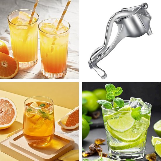 Handmatige sapcentrifuge - Sapcentrifuge - Sinaasappelsappers - Citroenpers - citruspers - sinaasappelpers - Voor fruit en citrusvruchten - Aluminiumlegering - Zilver van Merkloos — afbeelding 3