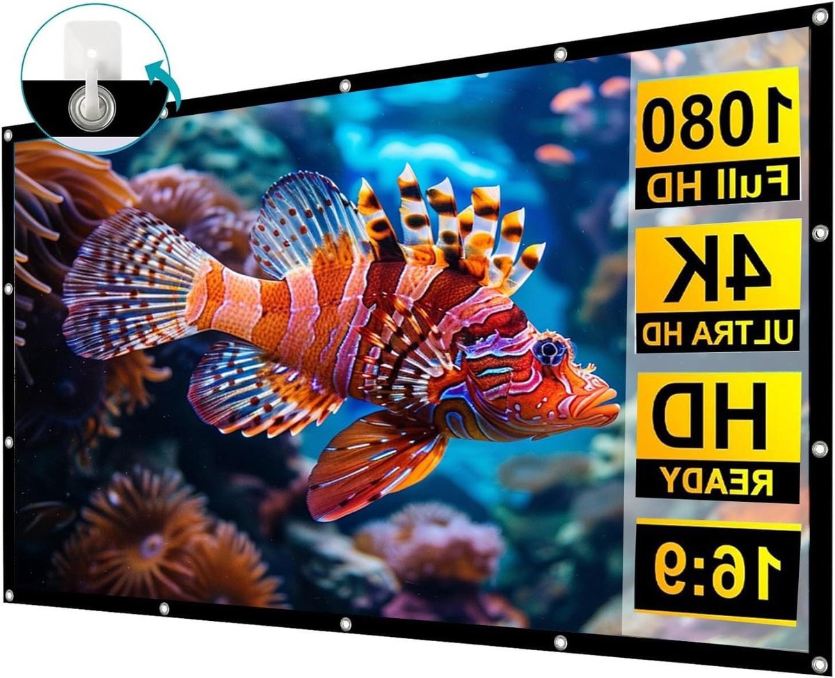 Projectiescherm Buiten - Draagbaar Canvas - Thuisbioscoop Creëren - Kreukvrij Polyester - 100 inch - Wit