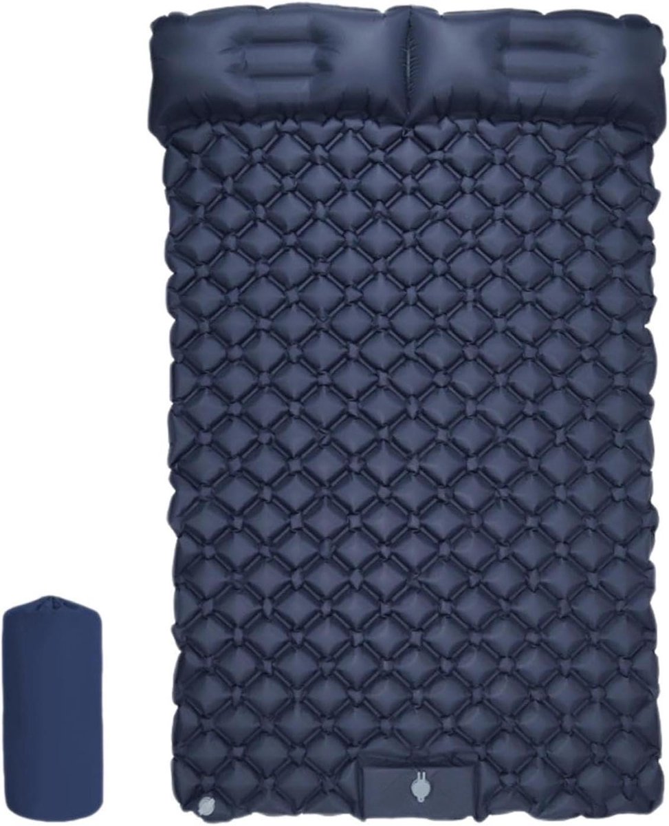 Campingmatras 2 personen - Luchtbed buiten - Kamperen en wandelen - Met ingebouwde pomp - 180 x 120 cm - Marineblauw