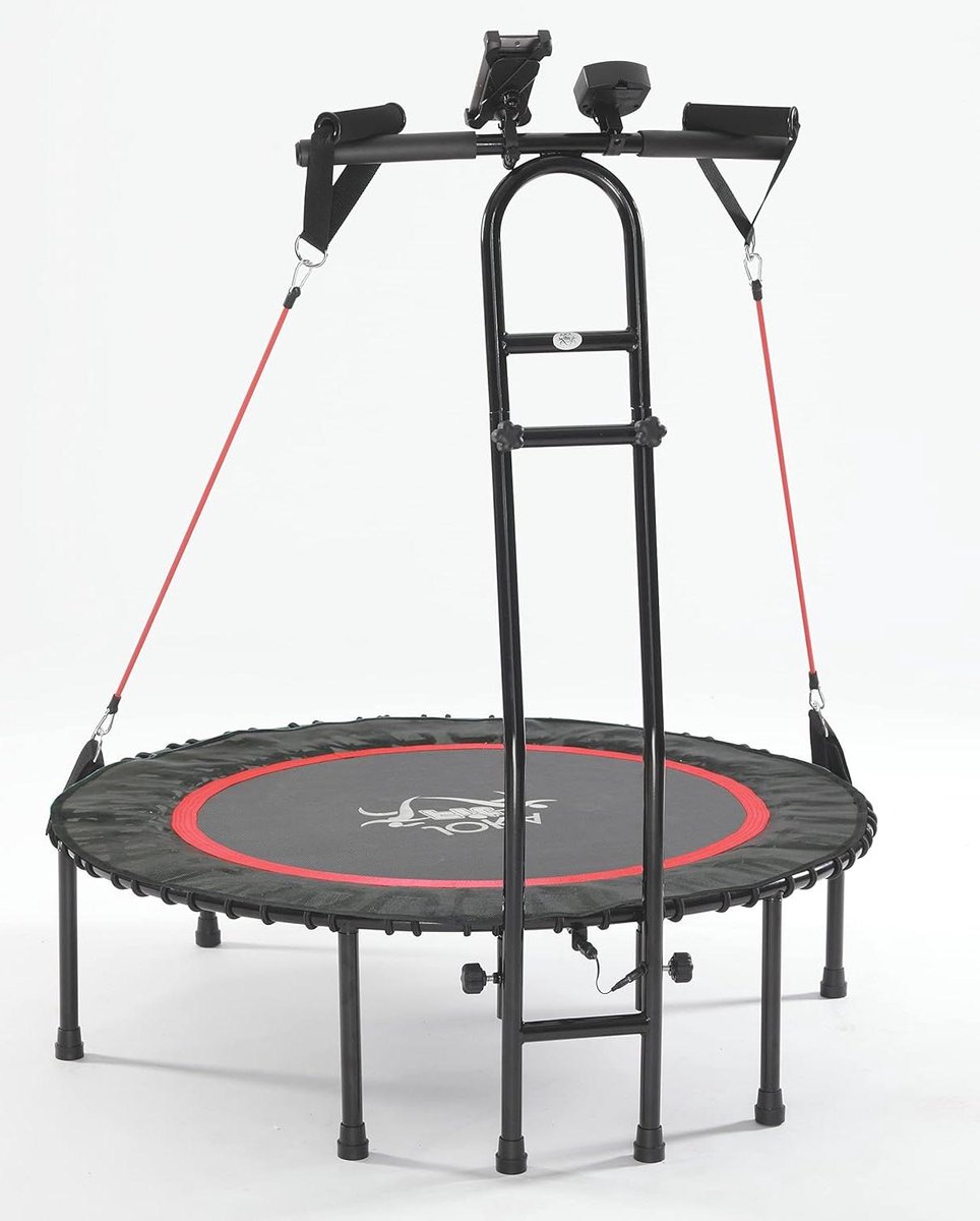 Fitness Trampoline - Rebounder Mini - Thuis Workout - Met Springteller - 110 cm Diameter - Rood Zwart