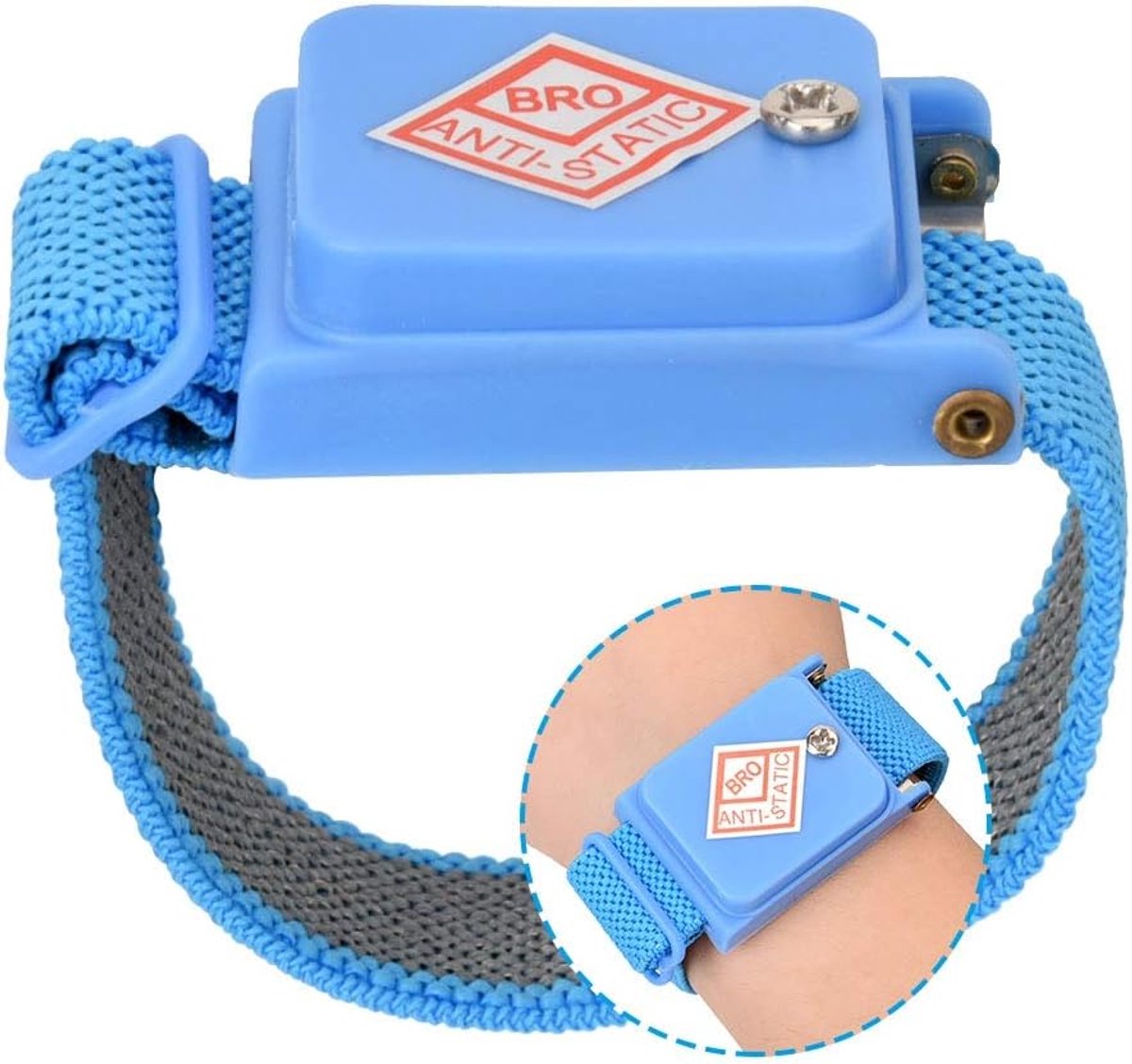 Antistatische armband - Polsband - Veilig werken - Snelle ontlading - 10x10mm - Wit