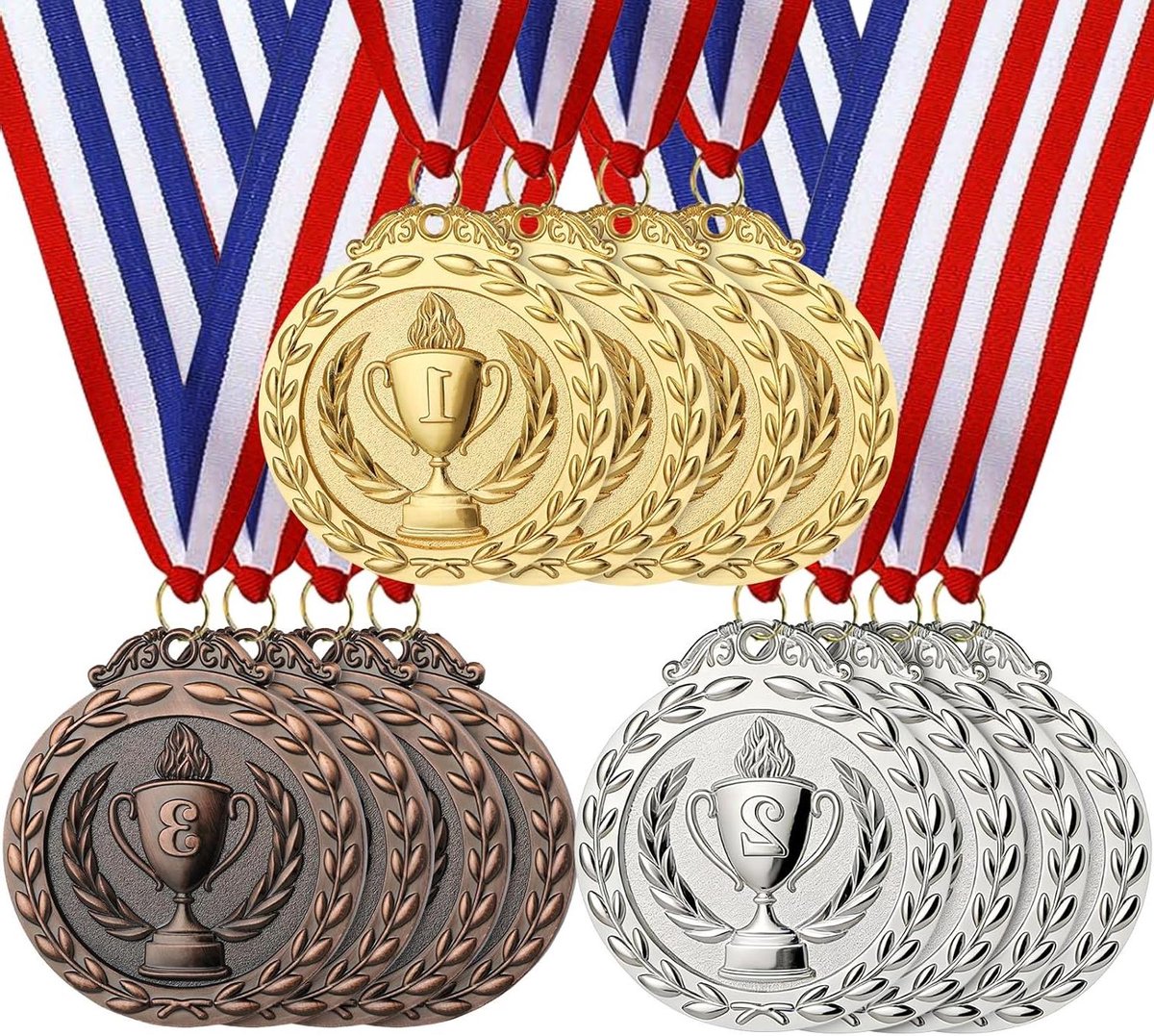 Medailles voor Prijzen - Award Medailles Trofee - Wedstrijden Organiseren - Dubbelzijdig Ontwerp - 5.5 cm - Goud Zilver Brons