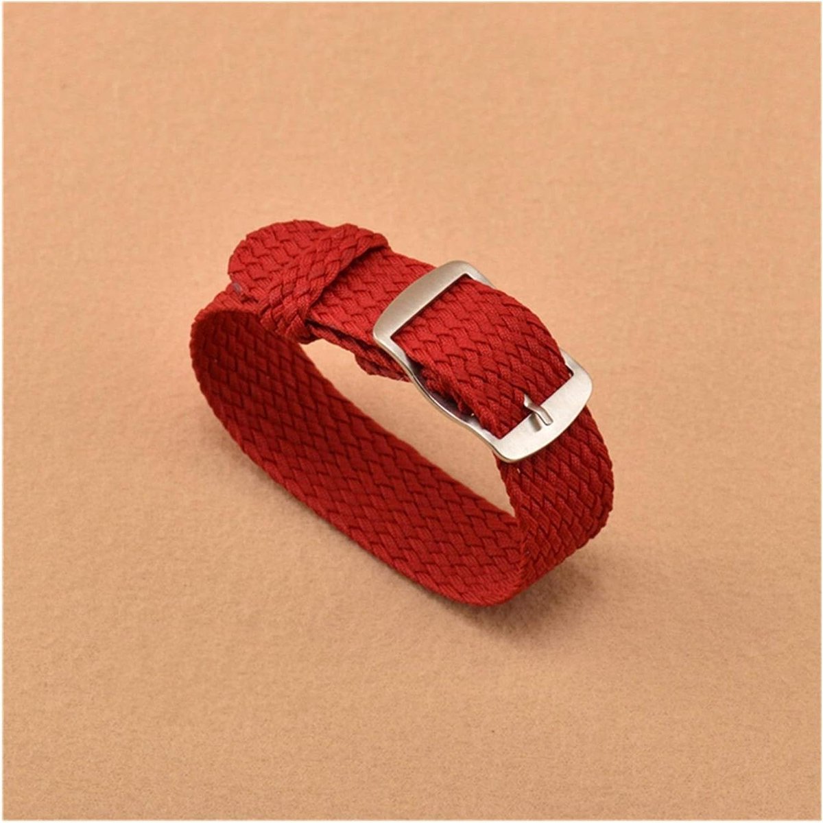 Nylon Horlogeband - Canvas Band Strap - Horloge Personaliseren - Platte Interface - 14mm - Rood