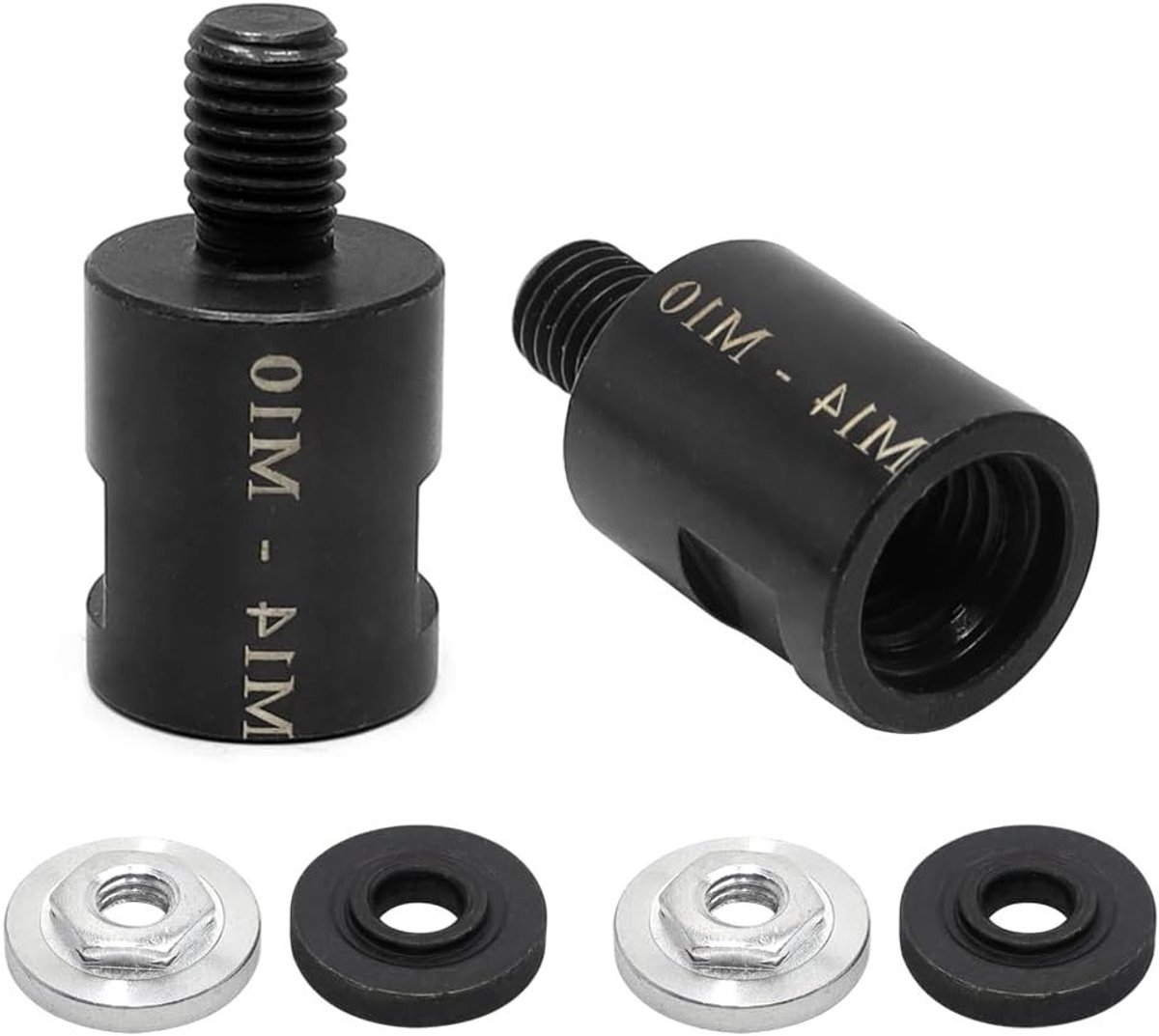 Converter Set voor M14 naar M10 - 6 Stuks Alloy Staal Verlengingsstangen met 4 Sluitringen voor Schuurmachines en Gereedschap