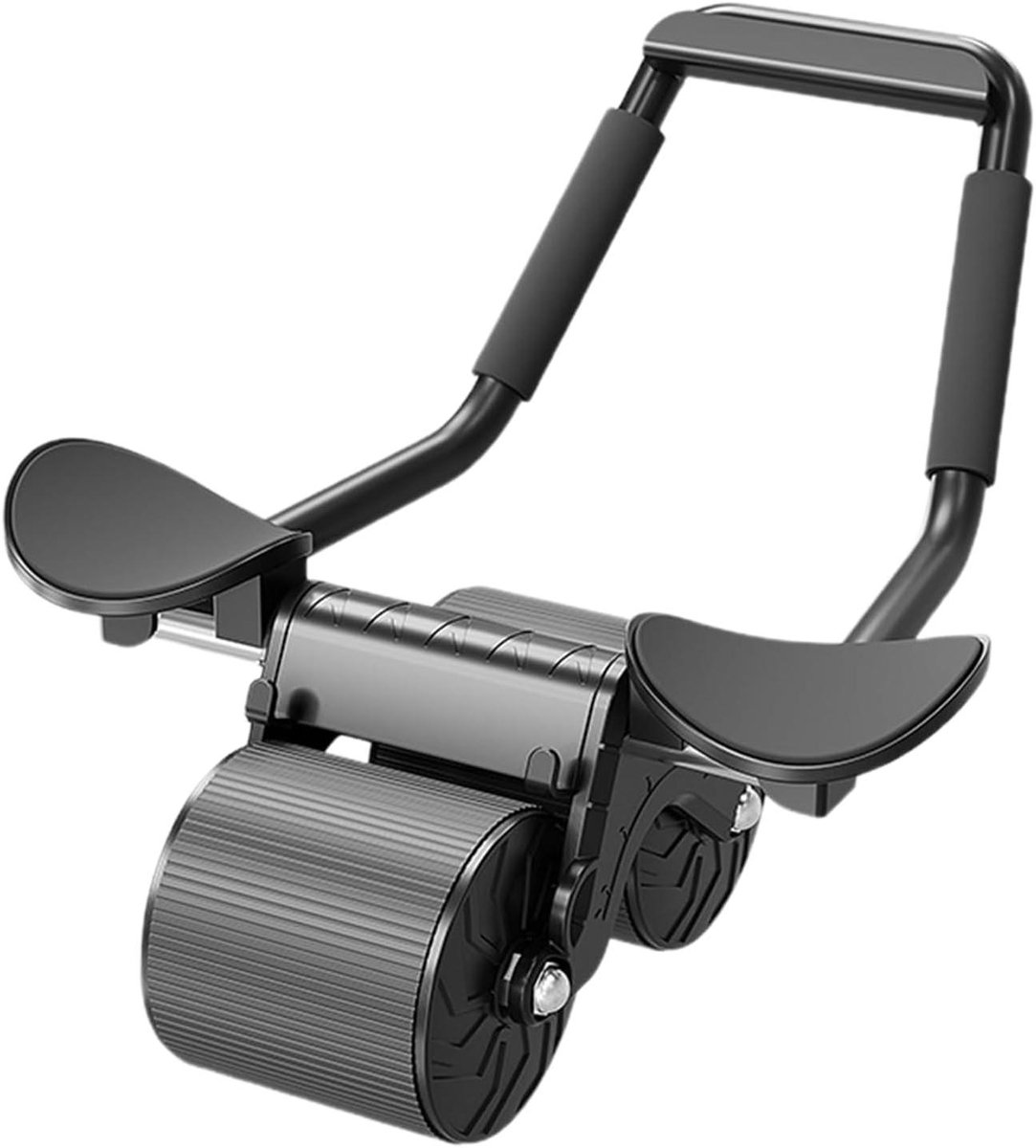 Ab Roller Wiel - Buikspierroller Trainingswiel - Spieropbouw Lichaamsversteviging - Automatische Rebound - 36x26x21 cm - Zwart