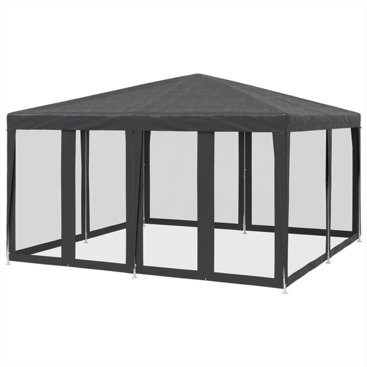 Partytent Tuin - Feesttent Gazon - Buitenfeesten Organiseren - Met Mesh Zijwanden - 4 x 4 meter - Antraciet