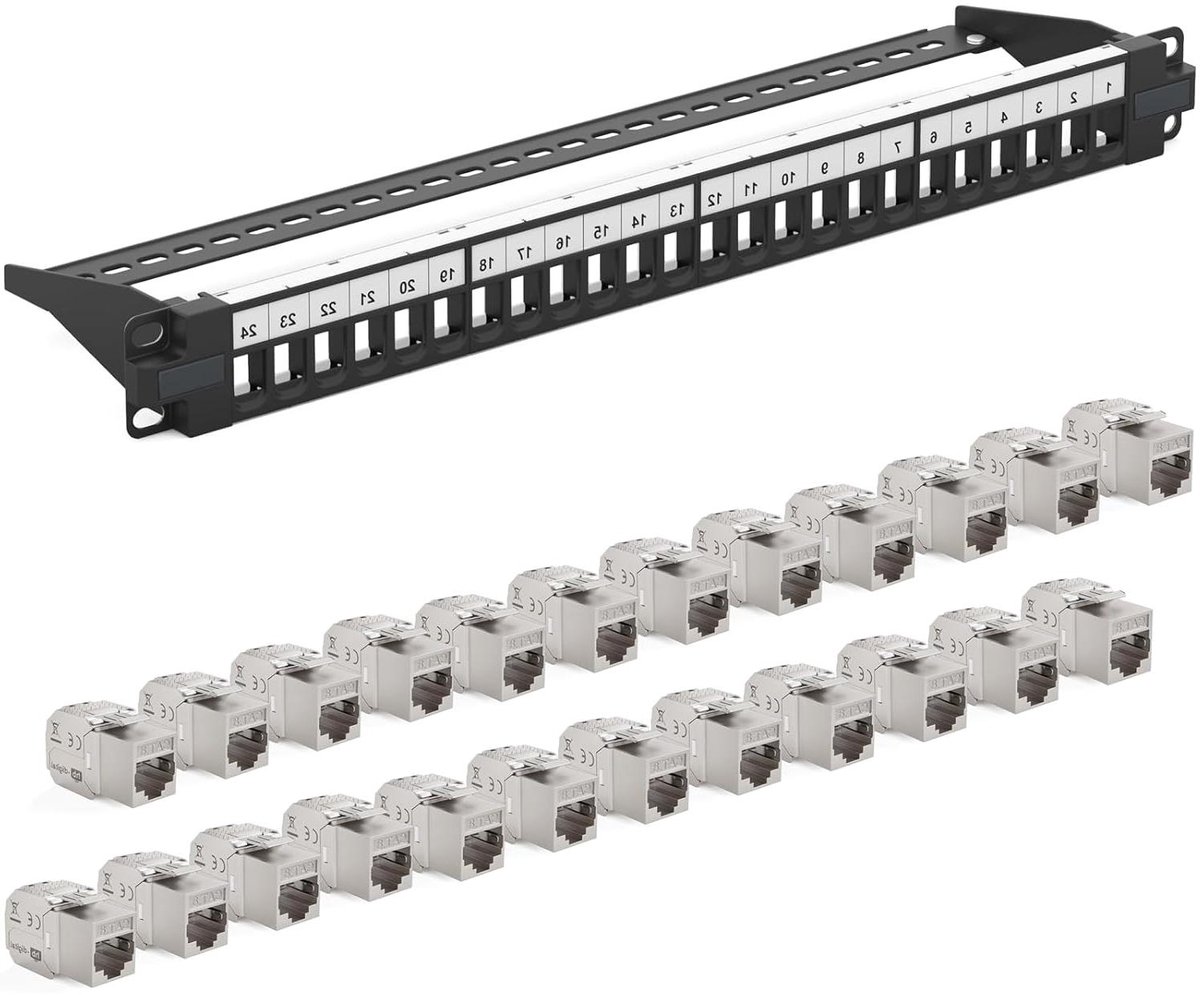 Netwerk Patchpaneel - Patchveld RJ45 - Netwerk Installatie - 24 Poorten Snelheid - 1 HE - Zwart
