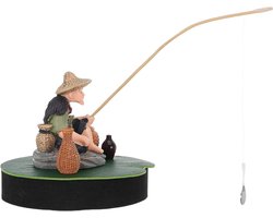 Aquarium Decoratie - Drijvende Visser - Aquarium Aankleden - Interactief Voeren - 6 cm - Diverse Kleuren