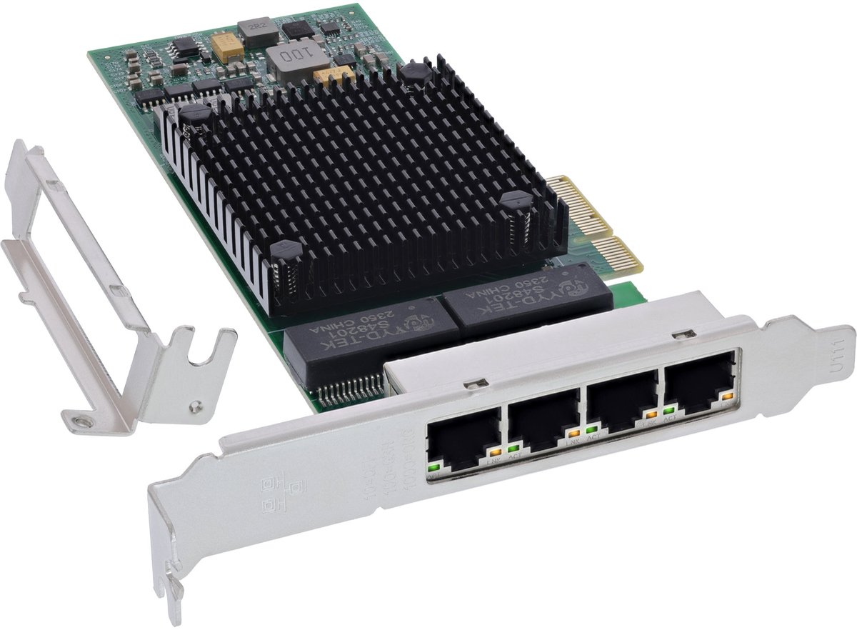 InLine® Quad Gigabit netwerkkaart, 4x RJ45 1 Gb/s, PCIe x4