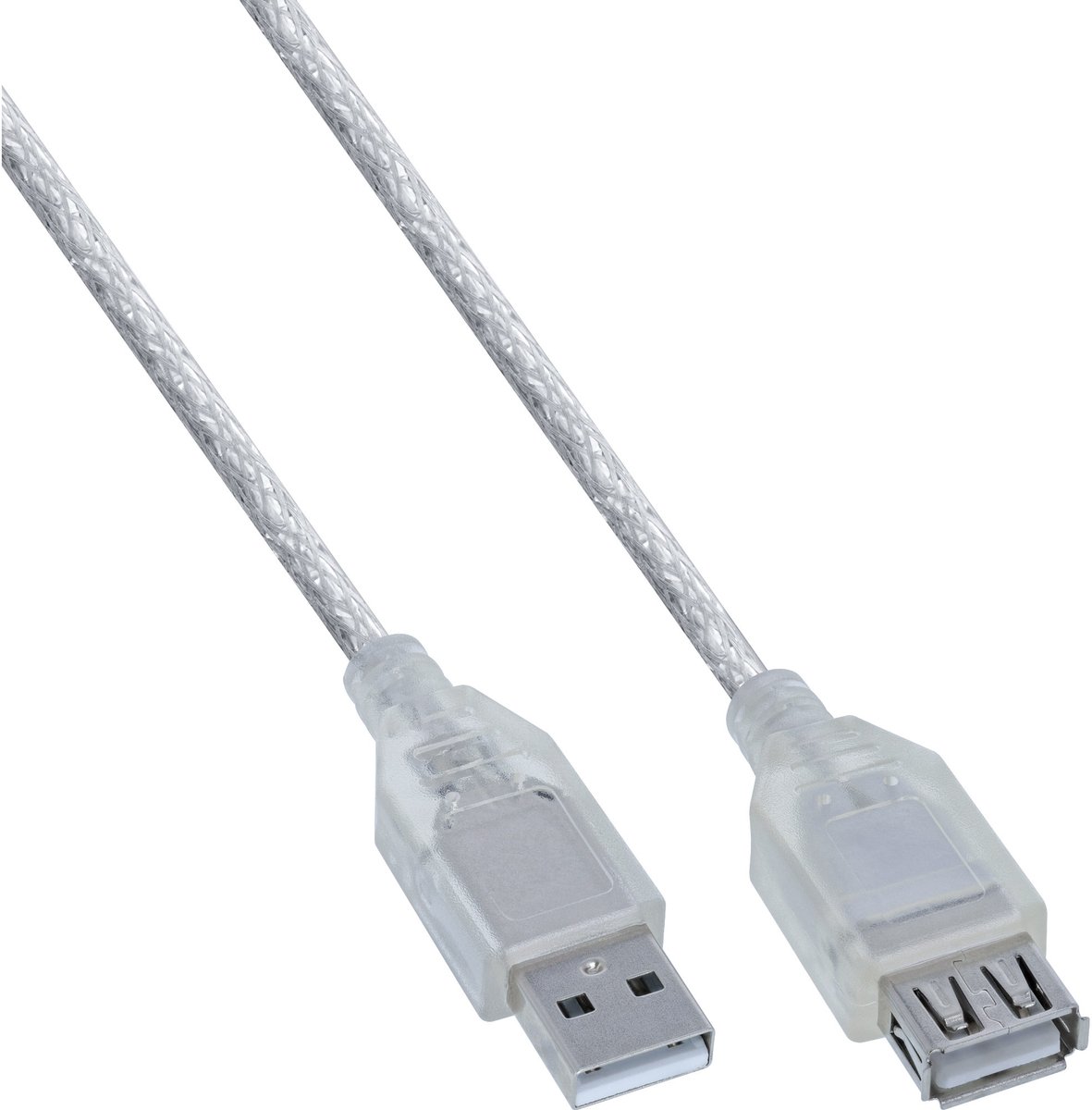 InLine® USB 2.0 kabel, male / female, type A, transparant, 5m