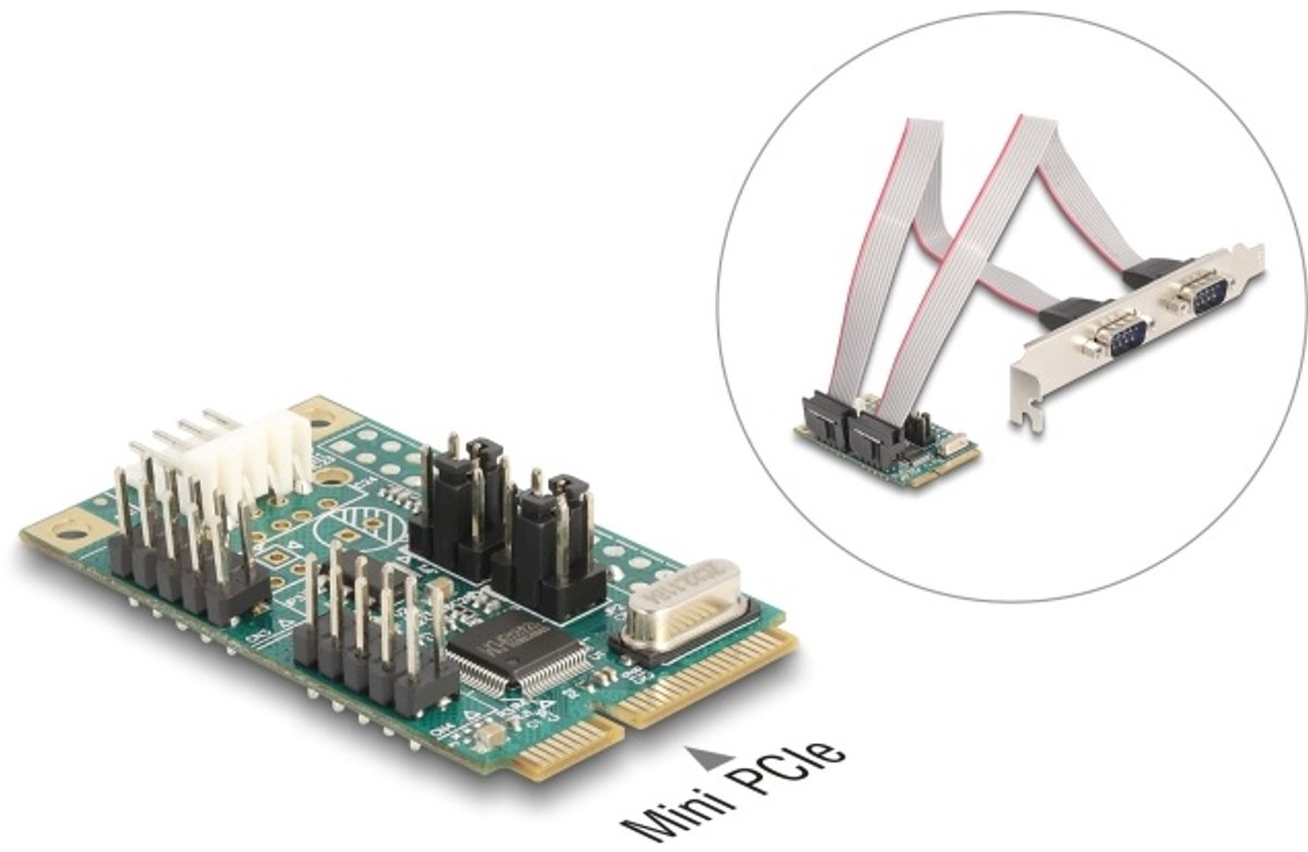 Delock Mini PCIe I/O PCIe full size 2 x Serial RS-232 with voltage supply 5 V / 12 V