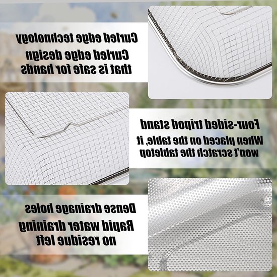 Set van 2 Tuinzeven met Grove Gaas en Geperforeerde Vierkante Mand voor Grond en Steen, Perfect voor Zeven en Filtreren van Tuinaarde — afbeelding 3