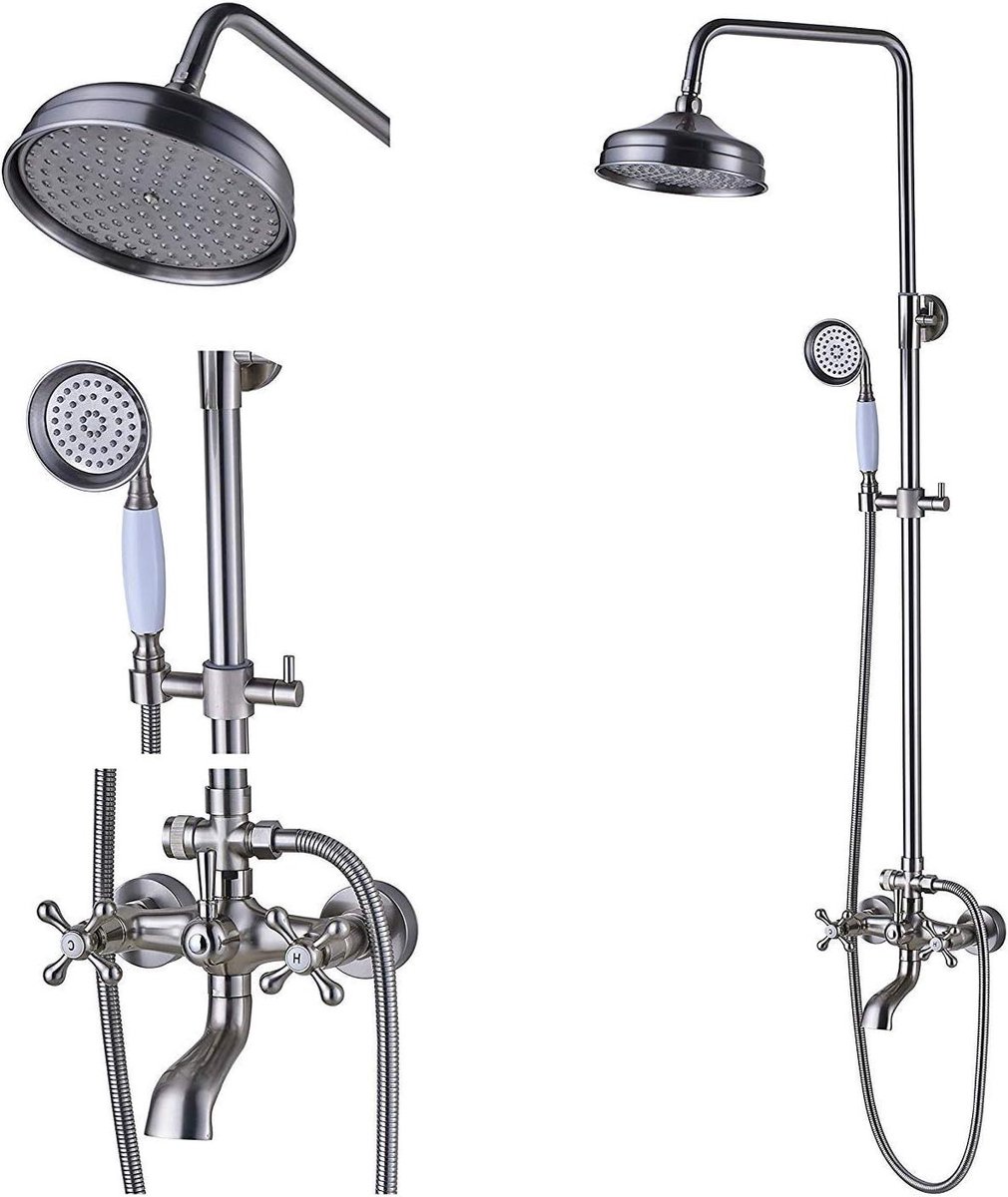 Douchekraan Systeem - Badkraan Set - Verfrissende Douche - Regendouchekop - 8 Inch - Gebor