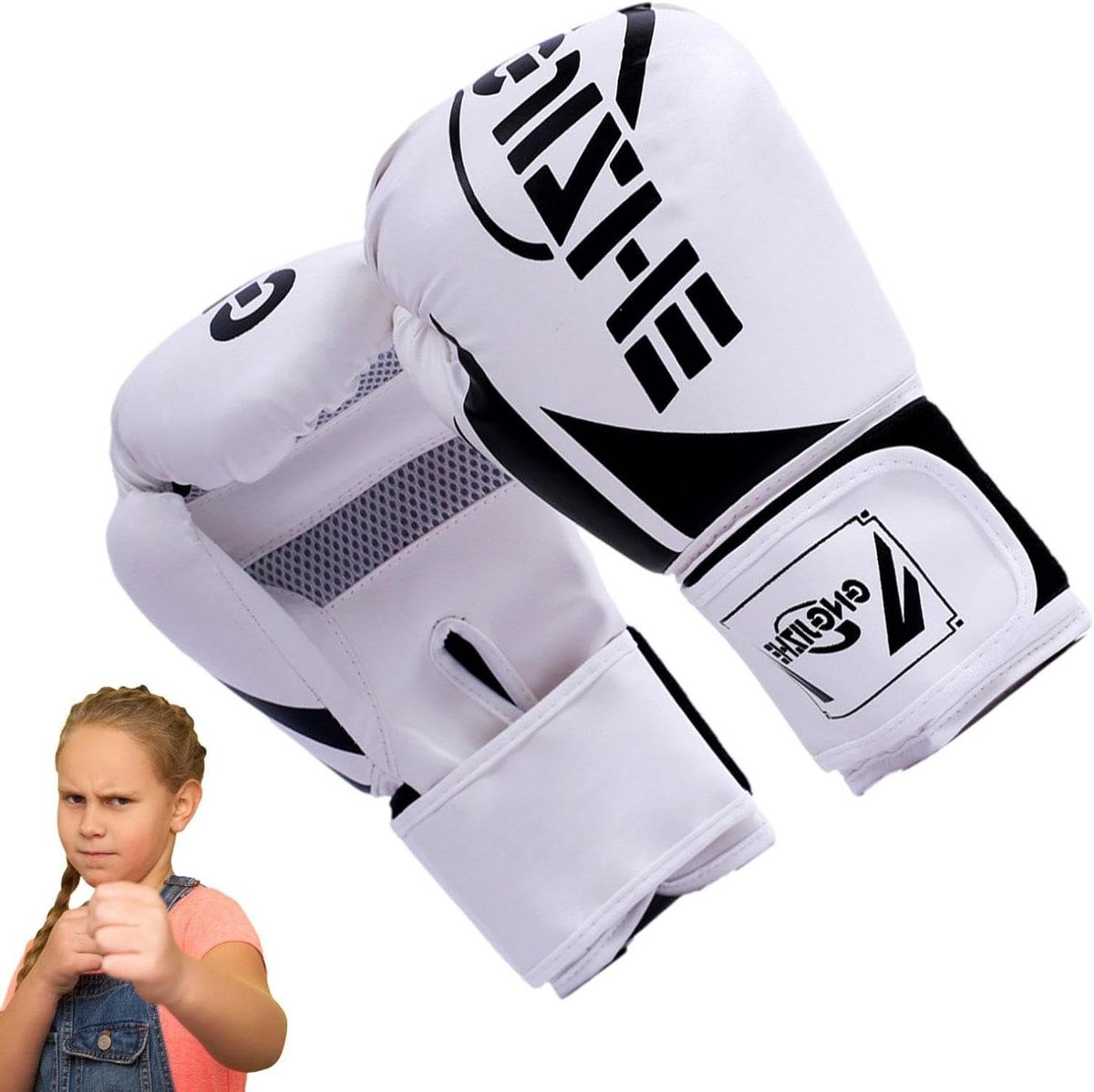 Kinder Bokshandschoenen - Trainingshandschoenen Vechtsport - Veilige Vaardigheidsoefeningen - Schokabsorberend Ontwerp - 6oz 8oz - Zwart