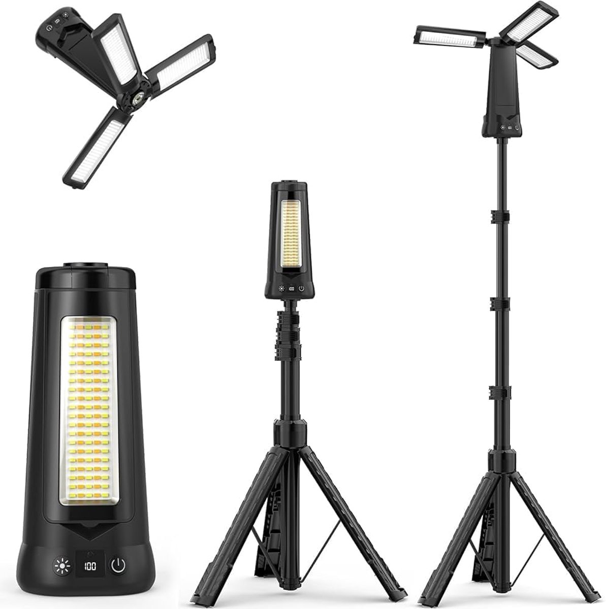 Led Campinglamp - Werklamp Tentlamp - Outdoor Activiteiten - 15000 mAh Accu - 5500 Lumen - Zwart
