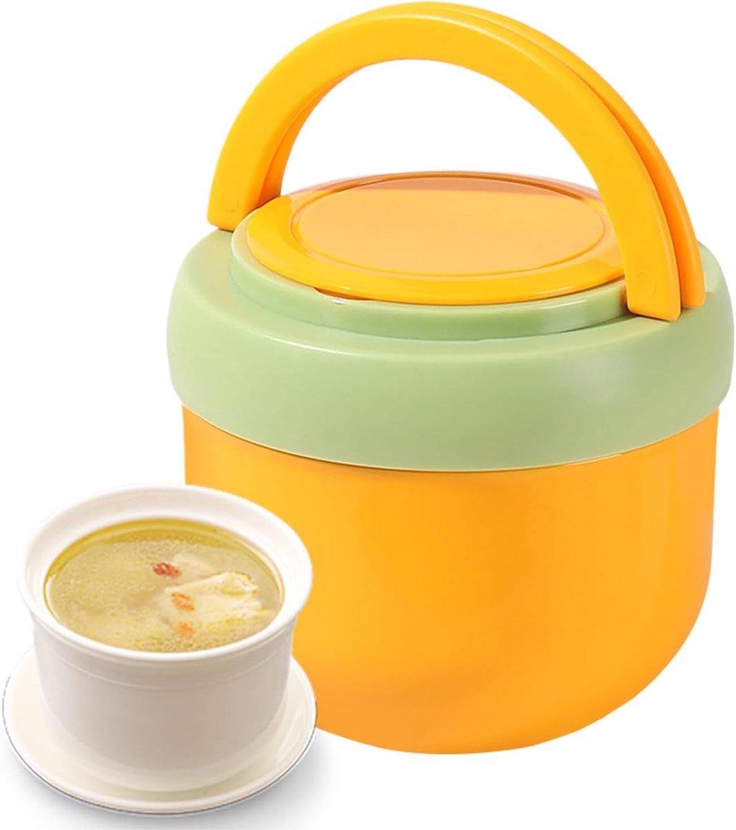 Geïsoleerde Lunchcontainer - Thermos Voedselpot - Maaltijden Warm Houden - Lekvrij en Draagbaar - 11x11x10cm - Wit