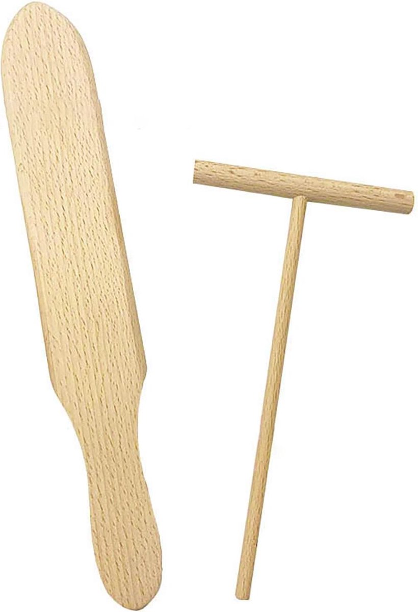 Crêpes verdeler - Pannenkoeken spatel - Pannenkoeken bakken - Natuurlijk beukenhout - 2 stuks - Houtkleur
