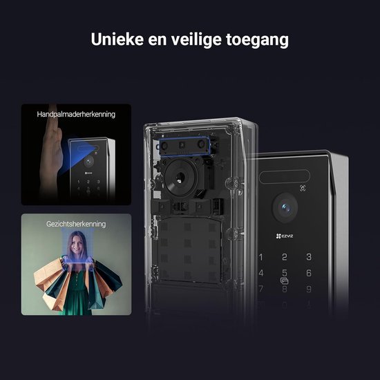 Slimme Videodeurbel - Video Intercom - Toegangscontrole Huis - Palmader & Gezichtsherkenning - 8 Inch Touchscreen - Zwart — afbeelding 5