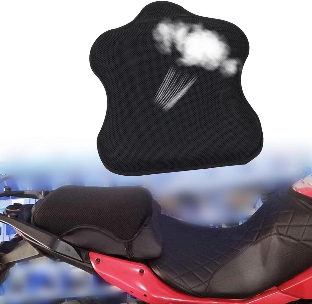 Zitkussen Motorfiets - Gel Kussen - Comfortabel Rijden - Ademend Gel Ontwerp - 300 Gram - Zwart