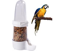 Automatische Vogelvoederautomaat - Vogel Drinkfontein Voerbak - Vogels Voeren - Morsdicht Ontwerp - 12x9x4 cm - Wit