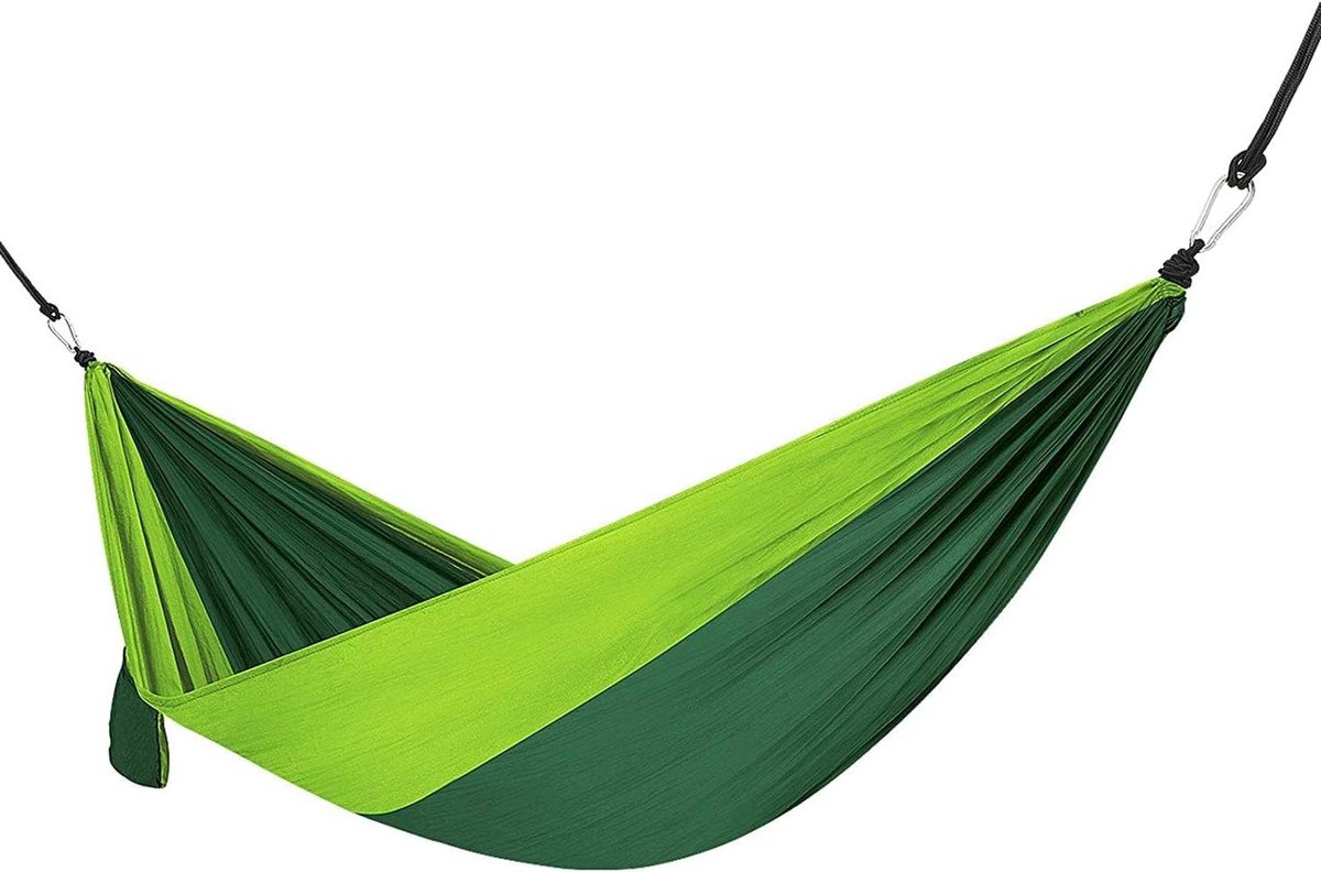 Kampeerhangmat - Draagbare hangmat Schommelstoel - Ontspannen in de natuur - Lichtgewicht nylon stof - 290 x 150 cm - Groen