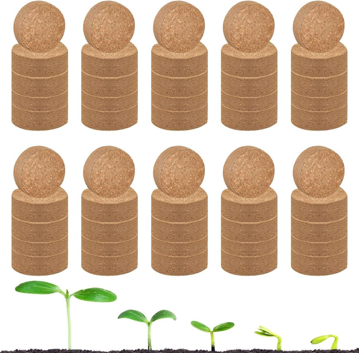 Kokosvezel Potgrond - Groeicubes - Planten Kweken - Samengeperst - 30 mm - Bruin